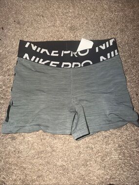 Nike Pro Women's Steel Grey Compression Shorts with Black Waistband